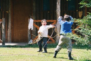 Boys Playing Gaucho, Fraile, Argentine Patagonia